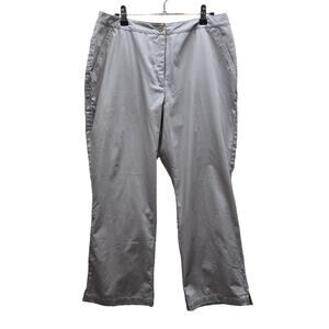 Garnet Hill Cropped Wide Leg Cotton Chino Pants Pocket Beige Size 12 New W/Tag